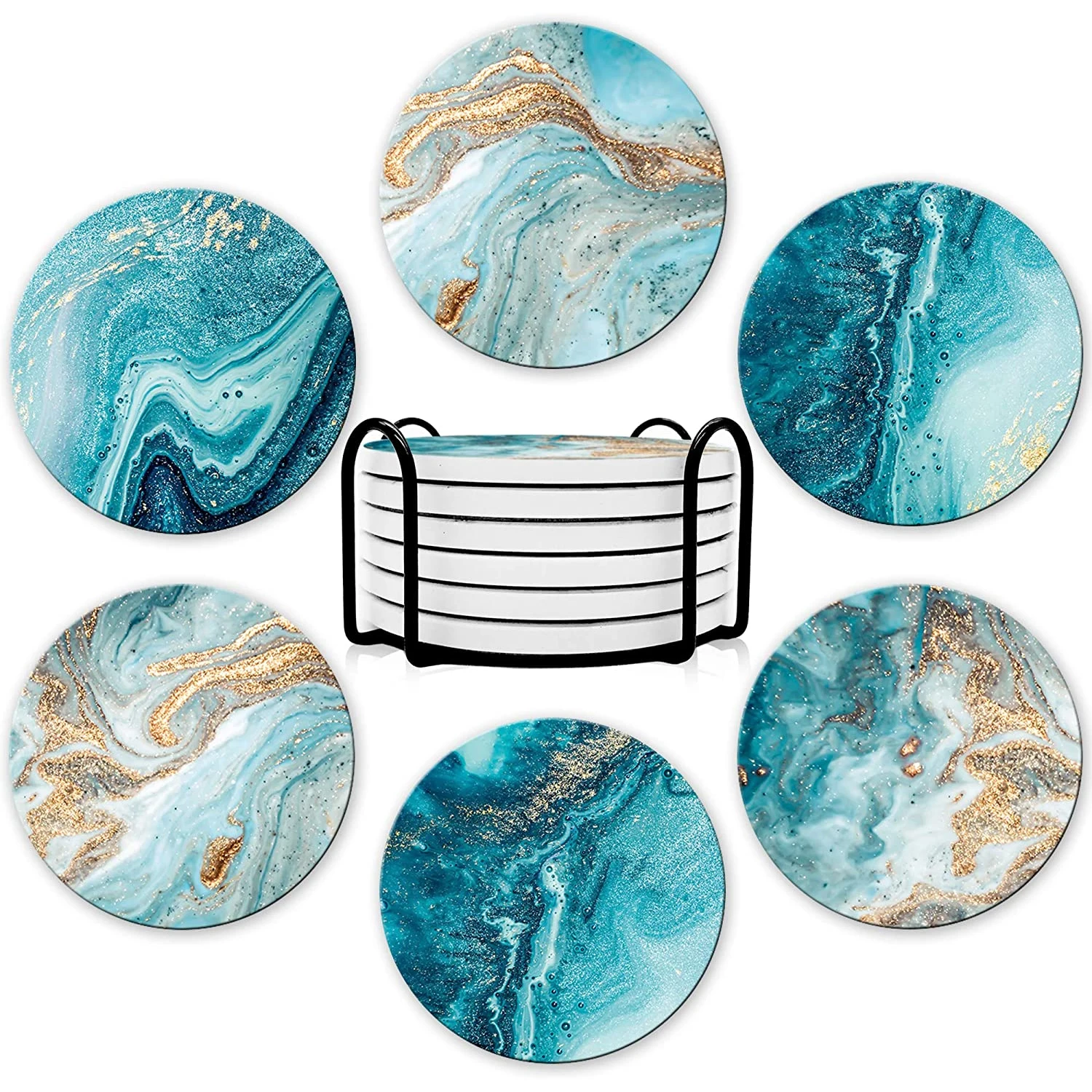 Marble Coaster Set - طقم من 6 قطع من حوامل