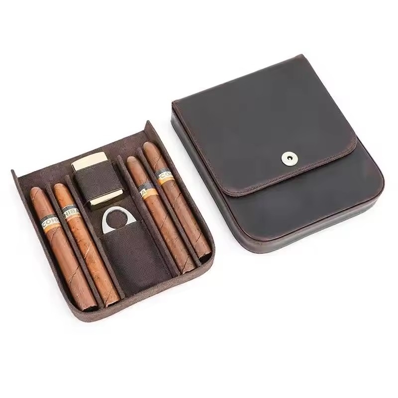 Premium Cigar Case - علبة سيجار محمولة، صندوق حافظ للرطوبة،