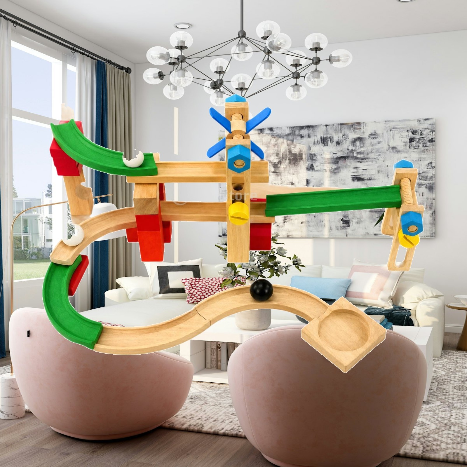 Marble Coaster Set - مسار ركوب الكرات الخشبي للأطفال مع