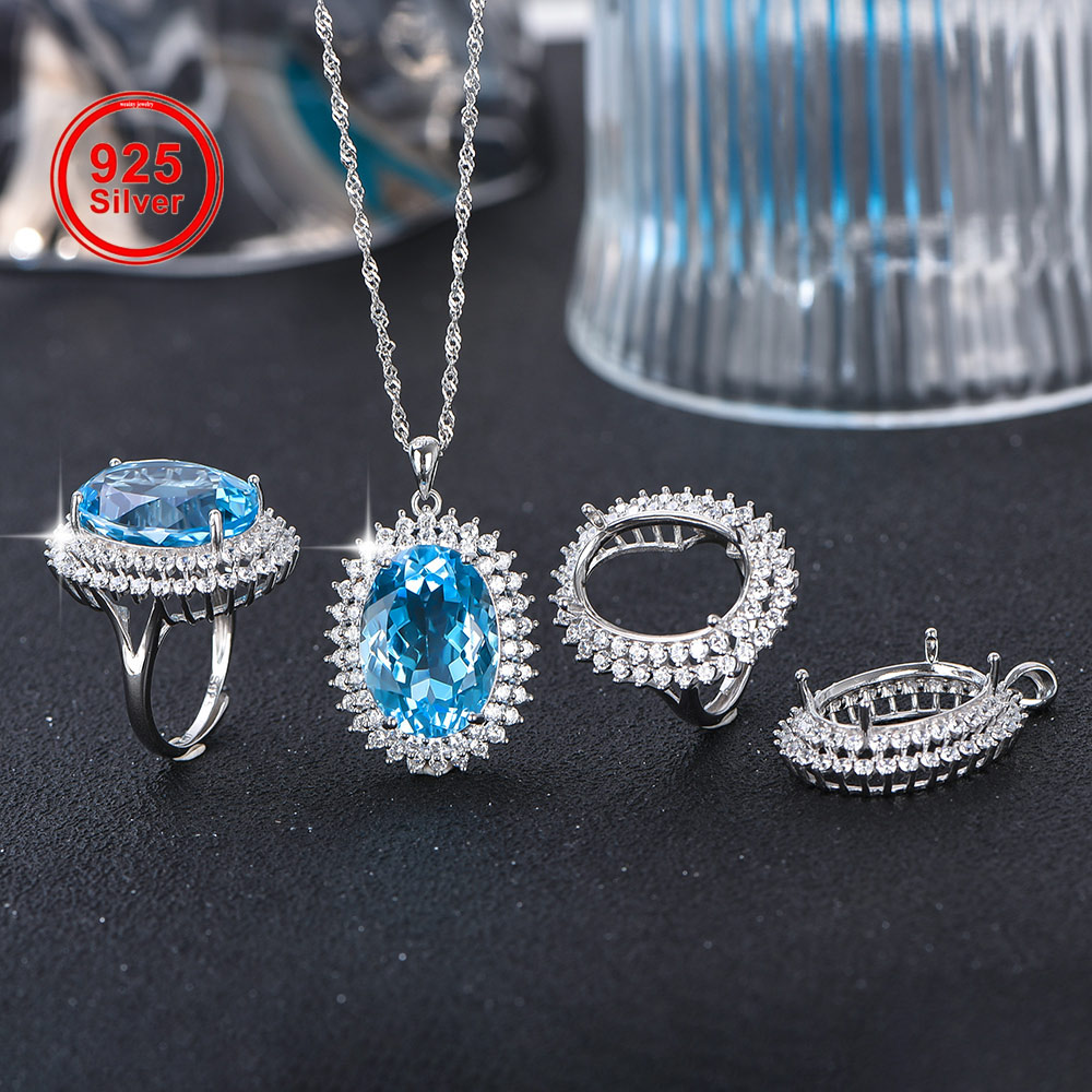 Luxury Gift Set - 13x18 مللي متر S925 فضة قلادة