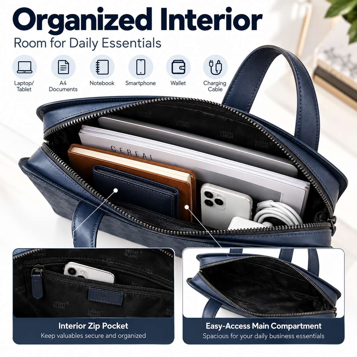 حقيبة أعمال رجالية فاخرة بتصمي - مراجعة Leather Briefcase وسعره
