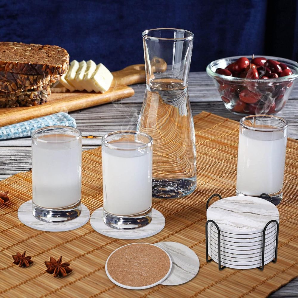 طقم من 6 قطع من المفارش الماصة - مراجعة Marble Coaster Set وسعره