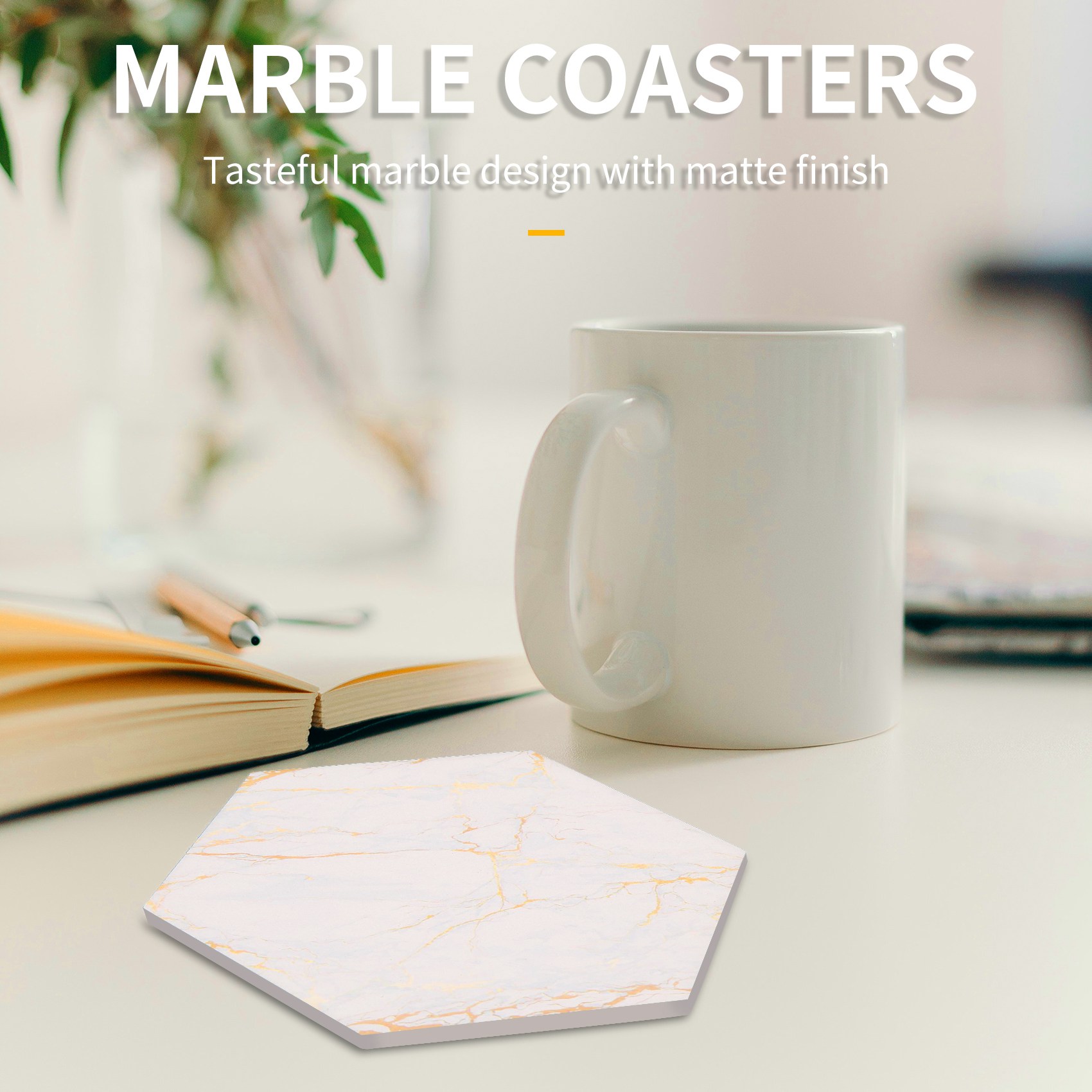 8 قطع من حاملات الأكواب الماصة - مراجعة Marble Coaster Set وسعره