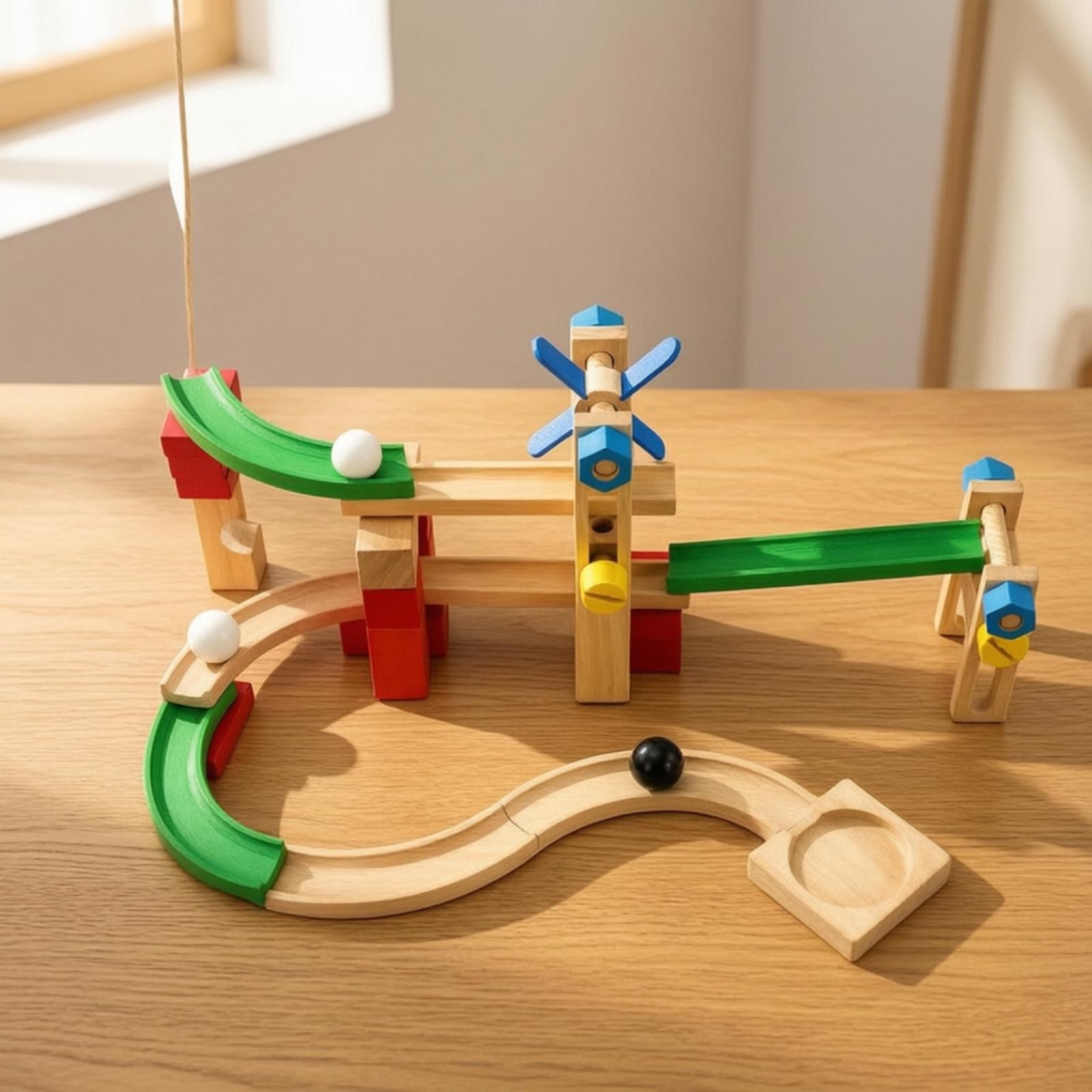 مسار ركوب الكرات الخشبي للأطفا - مراجعة Marble Coaster Set وسعره