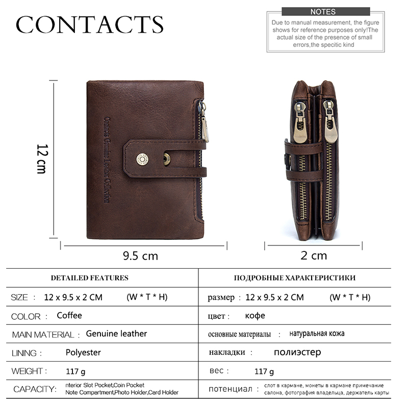 CONTACT'S جلد طبيعي محافظ قصير - مراجعة Leather Wallet Men وسعره