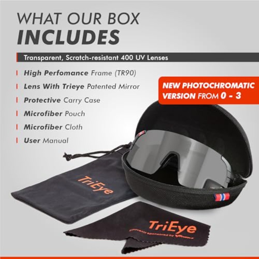 نظارات TriEye للدراجات مع مرآة - مراجعة Sunglasses Uv400 وسعره